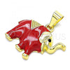 Oro Laminado Fancy Pendant, Gold Filled Style Elephant Design, Red Enamel Finish, Golden Finish, 05.253.0118.1