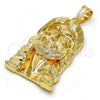 Oro Laminado Religious Pendant, Gold Filled Style Jesus Design, Diamond Cutting Finish, Golden Finish, 05.120.0035