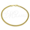 Oro Laminado Basic Anklet, Gold Filled Style Miami Cuban Design, Polished, Golden Finish, 5.223.013.10
