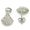 Sterling Silver Stud Earring, with White Cubic Zirconia, Polished, Rhodium Finish, 02.336.0094