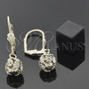 Oro Laminado Dangle Earring, Gold Filled Style Ball Design, with White Cubic Zirconia, Polished, Golden Finish, 5.120.022