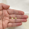 Oro Laminado Stud Earring, Gold Filled Style Ball Design, Polished, Golden Finish, 5.128.006