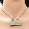 Oro Laminado Religious Pendant, Gold Filled Style Greek Key Design, Diamond Cutting Finish, Golden Finish, 05.120.0094