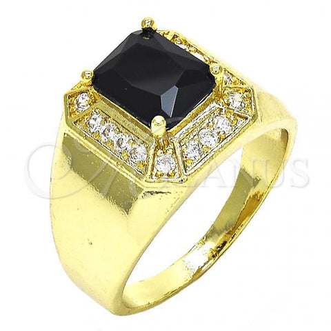 Oro Laminado Mens Ring, Gold Filled Style with Black and White Cubic Zirconia, Polished, Golden Finish, 01.266.0016.1.12 (Size 12)