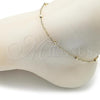 Oro Laminado Basic Anklet, Gold Filled Style Singapore and Ball Design, Polished, Golden Finish, 04.213.0316.09