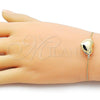 Oro Laminado Fancy Bracelet, Gold Filled Style Heart and Box Design, Polished, Golden Finish, 03.63.2294.08