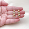 Oro Laminado Stud Earring, Gold Filled Style Ball Design, with White Micro Pave, Polished, Golden Finish, 02.283.0217