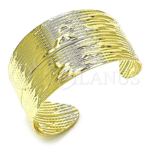 Oro Laminado Individual Bangle, Gold Filled Style Leaf Design, Polished, Golden Finish, 07.213.0007