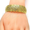Oro Laminado Individual Bangle, Gold Filled Style Herringbone Design, Diamond Cutting Finish, Golden Finish, 07.156.0059 (23 MM Thickness, One size fits all)