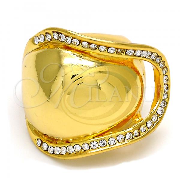 Oro Laminado Multi Stone Ring, Gold Filled Style with White Crystal, Polished, Golden Finish, 01.241.0024.07 (Size 7)