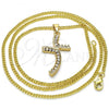 Oro Laminado Pendant Necklace, Gold Filled Style with White Cubic Zirconia, Polished, Golden Finish, 04.284.0014.22