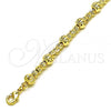 Oro Laminado Fancy Bracelet, Gold Filled Style Ball Design, Diamond Cutting Finish, Golden Finish, 03.93.0018.07