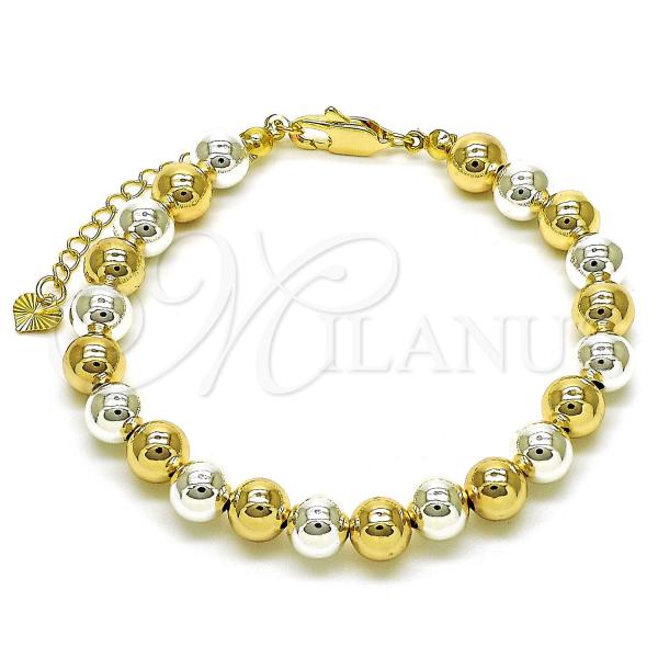 Oro Laminado Fancy Bracelet, Gold Filled Style Ball and Hollow Design, Polished, Two Tone, 03.253.0100.1.07