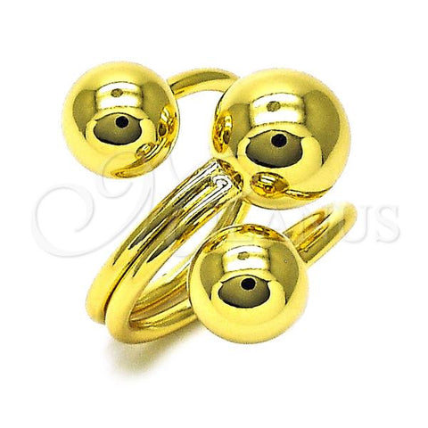 Oro Laminado Elegant Ring, Gold Filled Style Ball Design, Polished, Golden Finish, 01.341.0119