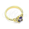 Oro Laminado Multi Stone Ring, Gold Filled Style with Amethyst and White Cubic Zirconia, Polished, Golden Finish, 01.284.0051.1.08