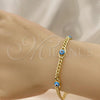 Oro Laminado Fancy Bracelet, Gold Filled Style Evil Eye Design, Light Blue Enamel Finish, Golden Finish, 03.213.0152.1.07