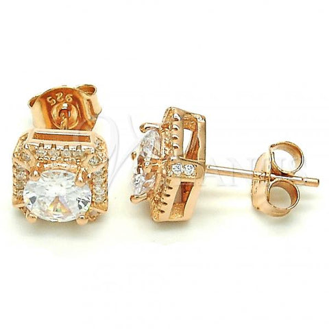 Sterling Silver Stud Earring, with White Cubic Zirconia, Polished, Rose Gold Finish, 02.286.0021.1