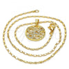 Oro Laminado Pendant Necklace, Gold Filled Style Heart Design, with White Micro Pave, Polished, Golden Finish, 04.199.0021.20
