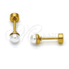 Stainless Steel Stud Earring, with Ivory Pearl, Polished, Golden Finish, 02.271.0011