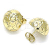 Oro Laminado Stud Earring, Gold Filled Style Diamond Cutting Finish, Golden Finish, 02.100.0121.1