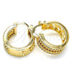 Oro Laminado Small Hoop, Gold Filled Style with Garnet and White Cubic Zirconia, Polished, Golden Finish, 02.210.0291.1.20