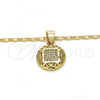 Oro Laminado Pendant Necklace, Gold Filled Style with White Micro Pave, Polished, Golden Finish, 04.166.0011.20