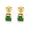 Oro Laminado Stud Earring, Gold Filled Style with Fern Green Cubic Zirconia, Polished, Golden Finish, 02.284.0010.5