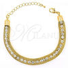Oro Laminado Fancy Bracelet, Gold Filled Style with White Cubic Zirconia, Polished, Golden Finish, 03.65.1132
