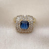Oro Laminado Multi Stone Ring, Gold Filled Style Cluster and Baguette Design, with Sapphire Blue and White Cubic Zirconia, Polished, Golden Finish, 01.196.0042.2