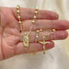 Oro Laminado Thin Rosary, Gold Filled Style Guadalupe and Crucifix Design, Polished, Golden Finish, 09.213.0016.24