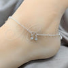 Sterling Silver Fancy Anklet, Sun Design, Polished, Silver Finish, 03.409.0086.10