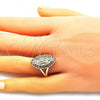 Oro Laminado Elegant Ring, Gold Filled Style Guadalupe and Flower Design, Polished, Golden Finish, 01.380.0012.1.09