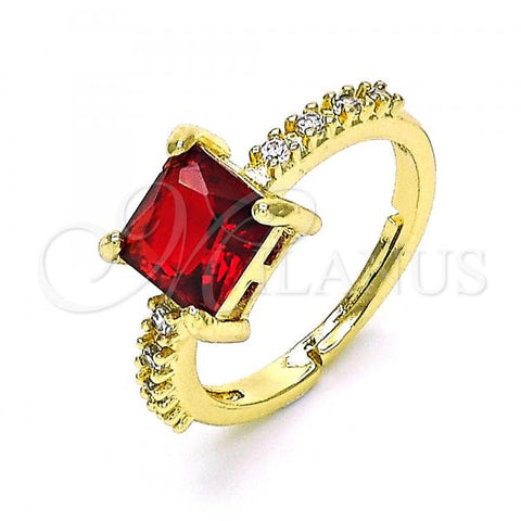 Oro Laminado Multi Stone Ring, Gold Filled Style with Garnet Cubic Zirconia and White Micro Pave, Polished, Golden Finish, 01.284.0056.4