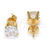 Oro Laminado Stud Earring, Gold Filled Style with White Cubic Zirconia, Polished, Golden Finish, 5.128.020