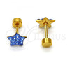 Stainless Steel Stud Earring, Star Design, with Tanzanite Crystal, Polished, Golden Finish, 02.271.0021.5