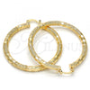 Oro Laminado Large Hoop, Gold Filled Style Hollow Design, Diamond Cutting Finish, Golden Finish, 02.170.0125.50