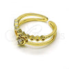 Oro Laminado Multi Stone Ring, Gold Filled Style Heart Design, with White Cubic Zirconia, Polished, Golden Finish, 01.284.0084