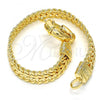 Oro Laminado Fancy Bracelet, Gold Filled Style Greek Key Design, Polished, Golden Finish, 03.179.0026.08