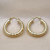 Oro Laminado Medium Hoop, Gold Filled Style Hollow Design, Diamond Cutting Finish, Golden Finish, 02.170.0312.30