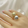 Oro Laminado Elegant Ring, Gold Filled Style Ball Design, Matte Finish, Two Tone, 01.383.0002