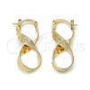 Oro Laminado Medium Hoop, Gold Filled Style and Flower Diamond Cutting Finish, Golden Finish, 5.147.044