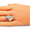 Oro Laminado Multi Stone Ring, Gold Filled Style with White Micro Pave, Polished, Golden Finish, 01.266.0042.08
