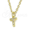 Oro Laminado Fancy Pendant, Gold Filled Style Initials Design, with White Cubic Zirconia, Polished, Golden Finish, 05.341.0037