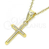 Oro Laminado Religious Pendant, Gold Filled Style Cross Design, Polished, Golden Finish, 05.253.0139