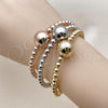 Oro Laminado Trio Bangle, Gold Filled Style Ball and Hollow Design, Polished, Tricolor, 07.282.0031