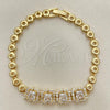 Oro Laminado Fancy Bracelet, Gold Filled Style with White Cubic Zirconia, Polished, Golden Finish, 03.283.0289.07