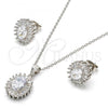 Sterling Silver Earring and Pendant Adult Set, with White Cubic Zirconia, Polished, Rhodium Finish, 10.286.0027.3