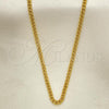 Stainless Steel Basic Necklace, Miami Cuban Design, Black Polished, Golden Finish, 04.113.1762.28