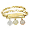 Oro Laminado Charm Bracelet, Gold Filled Style San Benito Design, Polished, Tricolor, 03.351.0011.08