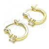 Oro Laminado Small Hoop, Gold Filled Style with White Cubic Zirconia, Polished, Golden Finish, 02.210.0499.12